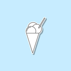 Ice-cream on the horn sticker icon. Simple thin line, outline vector of web icons for ui and ux, website or mobile application