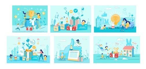 Childhood themed Abstract Vector Illustrations Set