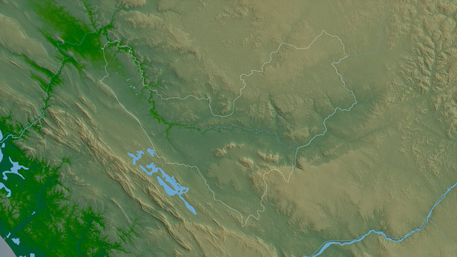 Bouenza, Republic of Congo - outlined. Physical