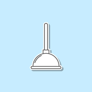 recommend clip art: Plunger sticker icon. Simple thin line, outline vector of web icons for ui and ux, website or mobile application
