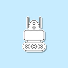 Cute robot sticker icon. Simple thin line, outline vector of web icons for ui and ux, website or mobile application