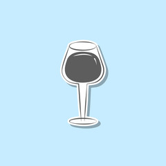 A glass of cognac sticker icon. Simple thin line, outline vector of web icons for ui and ux, website or mobile application