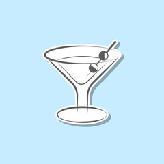 Martini glass sticker icon. Simple thin line, outline vector of web icons for ui and ux, website or mobile application