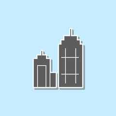 Obraz premium High-rise buildings sticker icon. Simple thin line, outline vector of web icons for ui and ux, website or mobile application