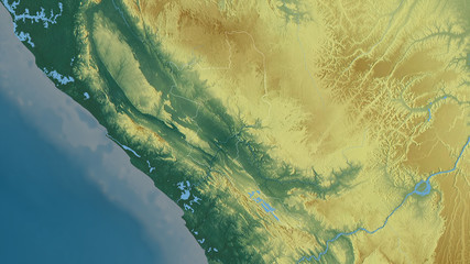 Niari, Republic of Congo - outlined. Relief