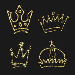 Gold glitter hand drawn crown © dniprodd