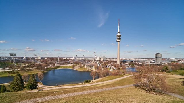 Timelapse of Olympic Park in Munchen, Germany.