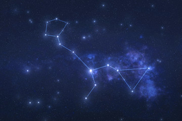 Cetus Constellation in outer space. Whale constellation stars with constellation lines Elements of this image were furnished by NASA  © ALEXANDR YURTCHENKO