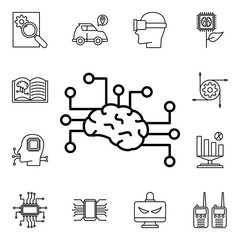 Artificial intelligence brain icon. Detailed set of artifical icons. Premium quality graphic design. One of the collection icons for websites, web design, mobile app