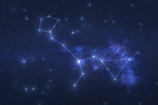 Cetus Constellation in outer space. Whale constellation stars with constellation lines Elements of this image were furnished by NASA 