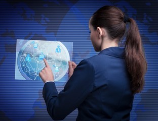 Woman in social networks concept