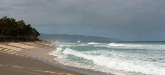Early morning beach and waves on the North Shore of Oahu, Island of Hawaii, USA