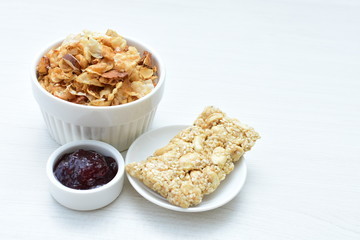 soja, coconut, peanuts, honey, flakes, granola, delicious, oat, vegan, ingredient, seed, cereal, sweet, nutrition, snack, natural, organic, healthy, grain, food, muesli