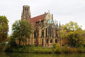 Fototapeta na wymiar Johanneskirche am Feuersee, Stuttgart, Germany
