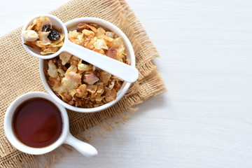 soja, coconut, peanuts, honey, flakes, granola, delicious, oat, vegan, ingredient, seed, cereal, sweet, nutrition, snack, natural, organic, healthy, grain, food, muesli