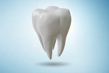 White tooth in dental concept - 3d rendering