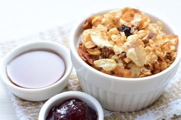 soja, coconut, peanuts, honey, flakes, granola, delicious, oat, vegan, ingredient, seed, cereal, sweet, nutrition, snack, natural, organic, healthy, grain, food, muesli