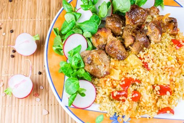 Barley porridge with meat and vegetables  . pearl-barley porridge