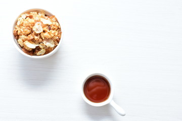 soja, coconut, peanuts, honey, flakes, granola, delicious, oat, vegan, ingredient, seed, cereal, sweet, nutrition, snack, natural, organic, healthy, grain, food, muesli