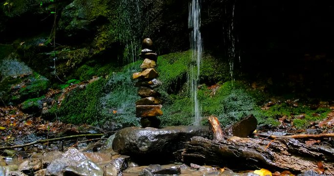 Stack of Stones at Amazing Jungle Waterfall