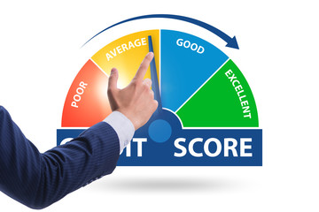 Businessman in credit score concept