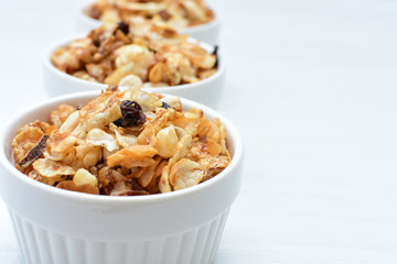 soja, coconut, peanuts, honey, flakes, granola, delicious, oat, vegan, ingredient, seed, cereal, sweet, nutrition, snack, natural, organic, healthy, grain, food, muesli