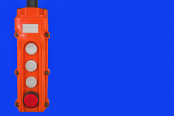 Orange control panel on a blue isolated background