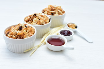 soja, coconut, peanuts, honey, flakes, granola, delicious, oat, vegan, ingredient, seed, cereal, sweet, nutrition, snack, natural, organic, healthy, grain, food, muesli