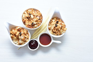 soja, coconut, peanuts, honey, flakes, granola, delicious, oat, vegan, ingredient, seed, cereal, sweet, nutrition, snack, natural, organic, healthy, grain, food, muesli