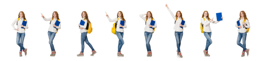 Obraz premium Young student isolated on the white background