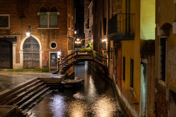 Fototapeta na wymiar Rialto Market Hall at Night, Venice/Italy