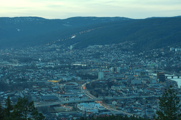 View of Drammen from the place Norbykollen.
