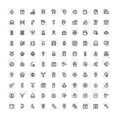 Set of 100 Time Future, Past, and Preset outline style icons - vector