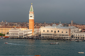 Fototapeta na wymiar The St. Mark's Square in Venice on Rainy Weather, Venice/Italy