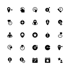Set of Present Time Location Navigation glyph style icon - vector