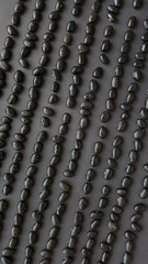 Fototapeta premium Plano de fundo preto, texturizado, formado com feijões pretos espalhados. 