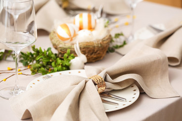 Beautiful table setting for Easter celebration