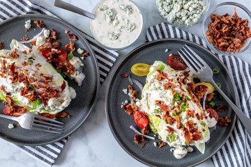 Lettuce wedge salad with blue cheese dressing