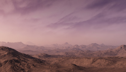 Fototapeta na wymiar 3d generated fantasy landscape of lonely desert mountains