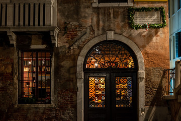 An old Book Store illuminated at Night, Venice/Italy