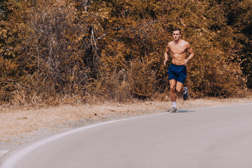 Outdoor cross-country running in concept for exercising, fitness and healthy lifestyle