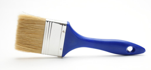 Blue paint brush on a white background