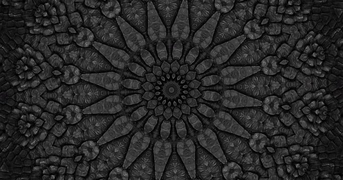 Parallax effect. Radial black snake skin background. Snake skin texture closeup. 4k zoom in video
