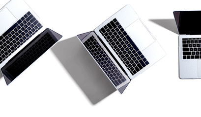 Laptop computer with drop shadow from above