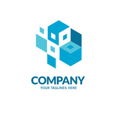 Fototapeta premium abstract blue square box geometric logo vector illustration