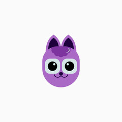 Cat's face in flat design style. Cute kitty. animal's head logo. Flat vector illustration, isolated on white background.