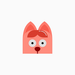 Cat's face in flat design style. Cute kitty. animal's head logo. Flat vector illustration, isolated on white background.