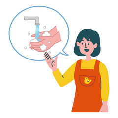 保育士　女性　手洗い