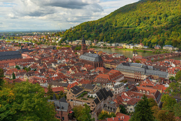Fototapeta na wymiar Altstadt (Old Town) Heidelberg as Seen from the Castle