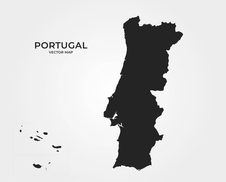 Portugal map focus. Isolated world map. Isolated on white